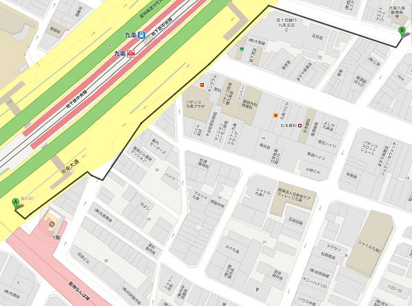 阪神電車　九条駅　1番出口徒歩5分ほど